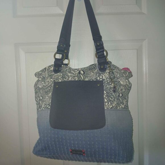 Purse Sak Roots Denim and fabric look. (#P-9) - Picture 1 of 7
